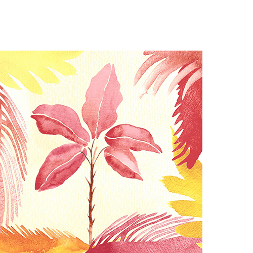 20 kleine Cocktailservietten Nomad tropic - Bunte Tropenpflanzen 25x25cm