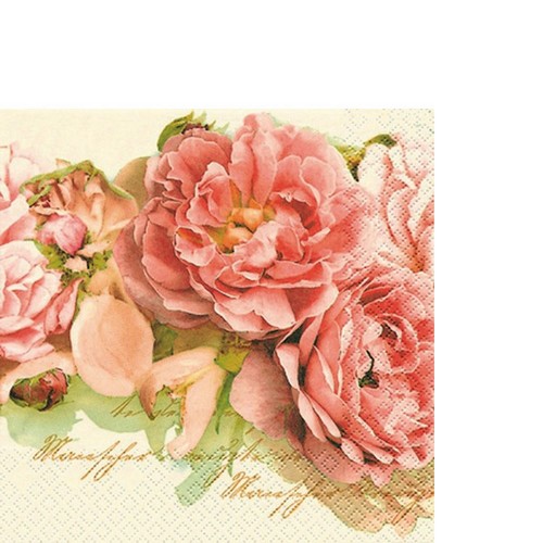 20 kleine Cocktailservietten Mary Roses - Edle Rosen 25x25cm