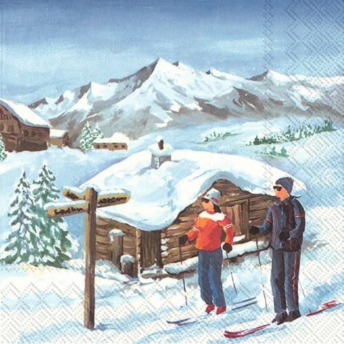 20 Servietten Ausblick - An der Skihütte 33x33cm