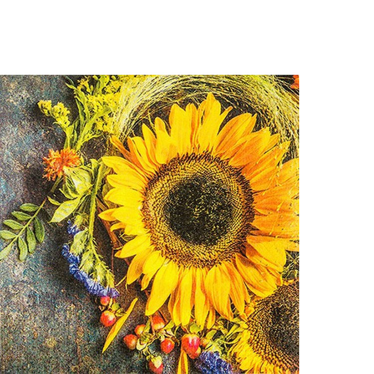 20 kleine Cocktailservietten Sunny Autumn - Sonnenblume im Naturgesteck 25x25cm