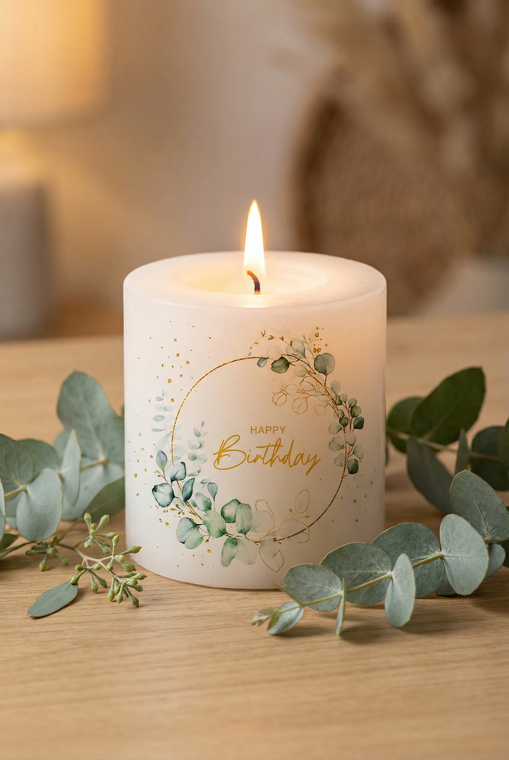 Kerze Geburtstag Eukalyptus