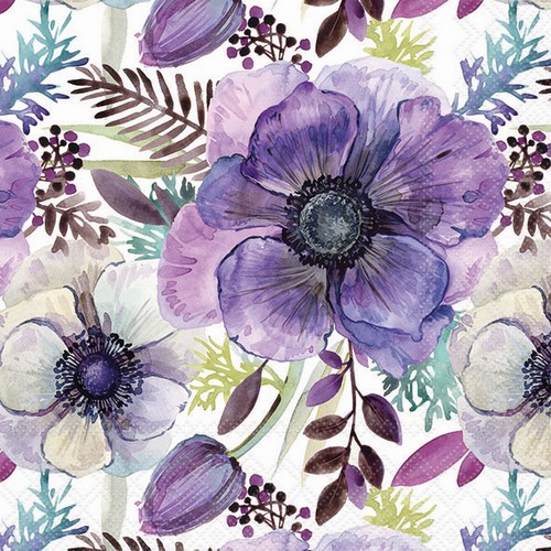 20 Servietten Purple Dream - Lila Blumentraum 33x33cm