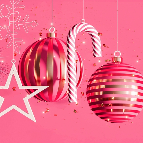 20 Servietten Merry Baubles - Zuckerstange und Kugeln 33x33cm