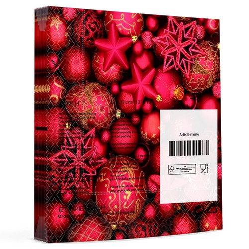 20 Servietten Bolas Rojas de Navidad - Rote Kugeln und Sterne 33x33cm