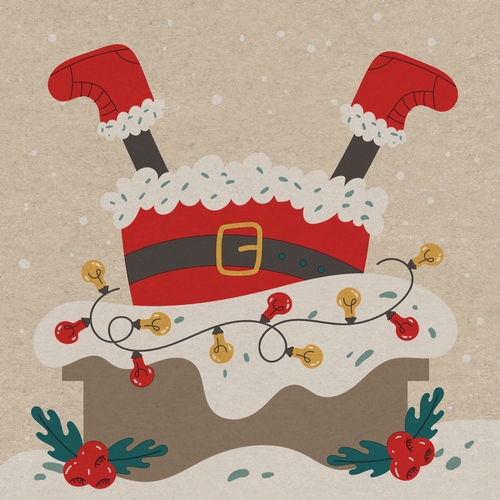 20 Servietten aus Recycling-Papier Chimney Santa - Santa verschwindet im Schornstein 33x33cm