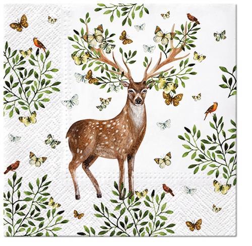 20 Servietten Forest Antlers - Hirsch mit Blättergeweih 33x33cm