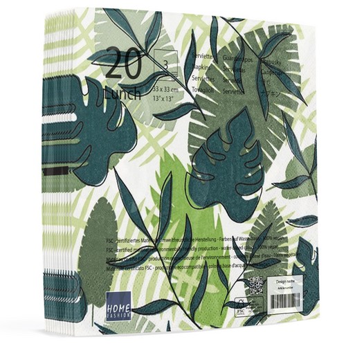 20 Servietten Tropical Leaves - Tropische Blätter überall 33x33cm