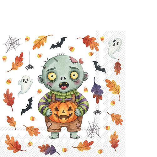 20 kleine Cocktailservietten Zombie Kid - Zombie-Kind zu Halloween 25x25cm