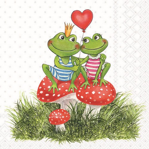20 Servietten Frogs in Love - Verliebte Frösche 33x33cm