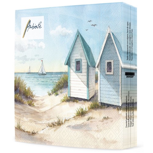 20 Servietten Sunny Beach - Hütten am Strand 33x33cm