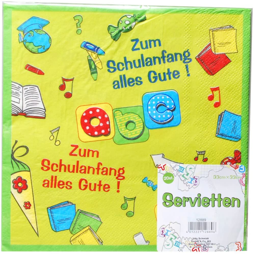 20 Servietten Schulanfang 2-lagig, 33x33cm