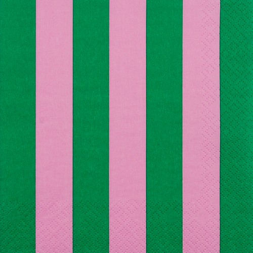 20 Servietten Just Stripes green - Gerade Streifen rosa-grün 33x33cm