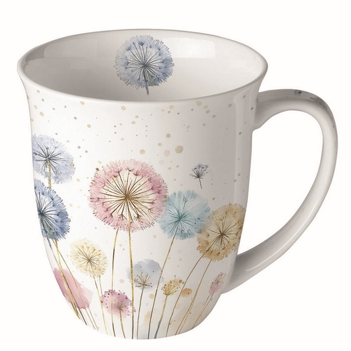 Tasse aus Porzellan Dandelions  - Löwenzahn in Pastellfarben 0,4L, Höhe 10,5cm