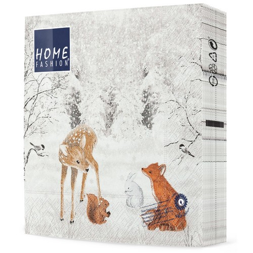 20 Servietten Sweet Forest - Tiere treffen sich im Schnee 33x33cm