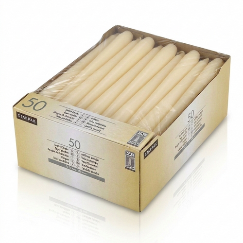 50 Leuchterkerze Uni creme Ø2,2cm x Höhe 25cm