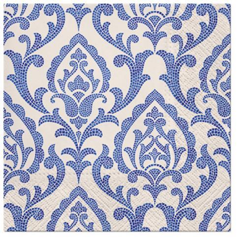 20 Servietten Portuguese Tiles - Blaue, strukturierte Ornamente 33x33cm