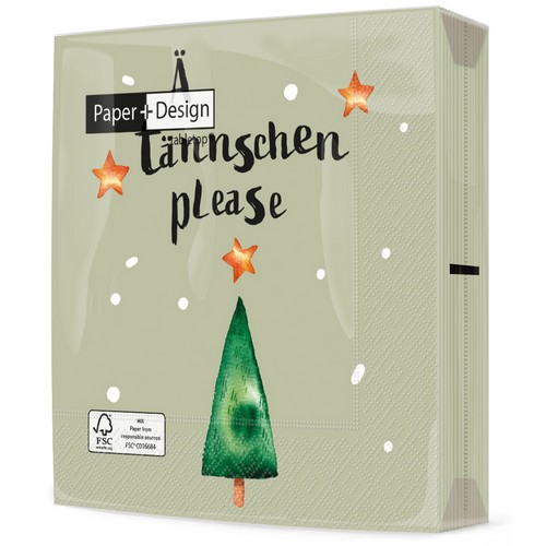 20 Servietten Tännschen please - Weihnachtsbaum mit Witz 33x33cm