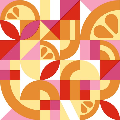20 Servietten Citrus Era Orange - Geometrische Zitronen rot 33x33cm