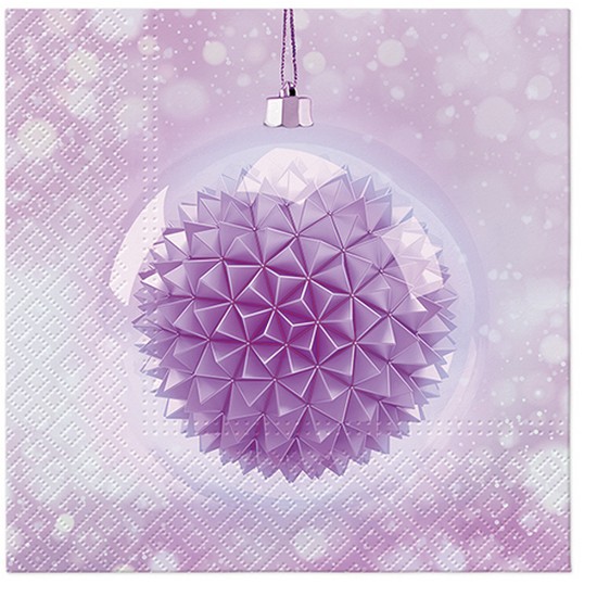 20 Servietten Lavender Glass Bauble - Weihnachtskugel auf lila 33x33cm