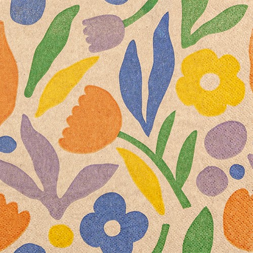 20 Servietten aus Recycling-Papier Floralina - Einfache Blumen 33x33cm