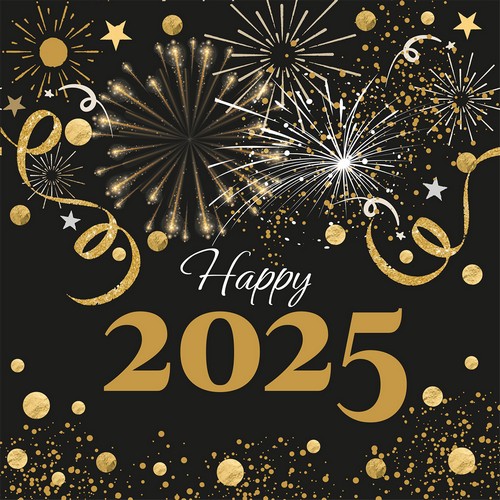 20 Servietten Happy 2025 - Das Jahr 2025 33x33cm