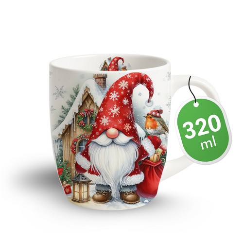 Tasse aus Porzellan Gnom Edik - Weihnachtszwerg Edik 0,32L, Höhe 10,5cm