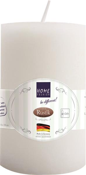 Kerze Stumpen Rustik white - weiß Ø 6cm, Höhe 10cm
