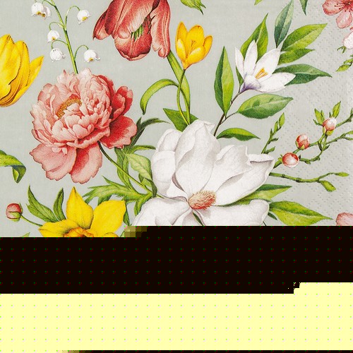 20 Servietten Spring Flowers - Frühlingsblumen Vintage 33x33cm