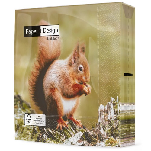 20 Servietten Woodland squirrel - Eichhörnchen aus der Natur 33x33cm