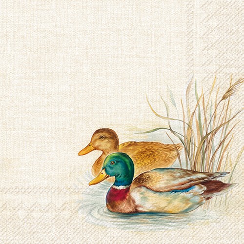 20 Servietten Hunted Ducks - Naturausschnitt Enten 33x33cm