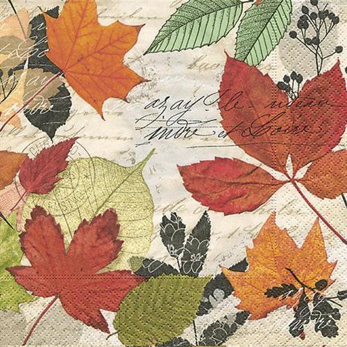 20 Servietten Herbarium - Bunte Blättersammlung 33x33cm