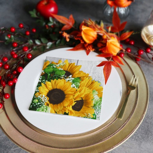 20 Servietten Harvest sunflower - Sonnenblumen im Strauß 33x33cm
