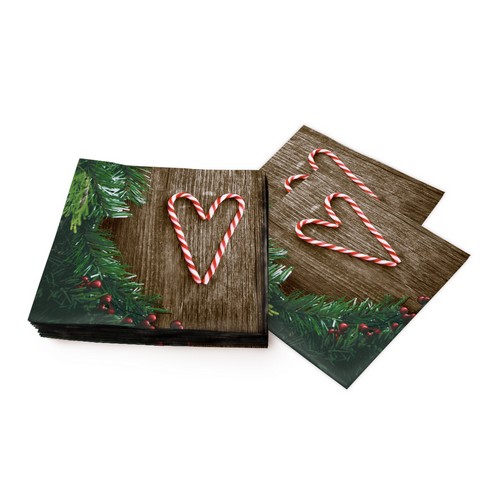 20 Servietten Sweetheart - Herz aus Zuckerstangen 33x33cm