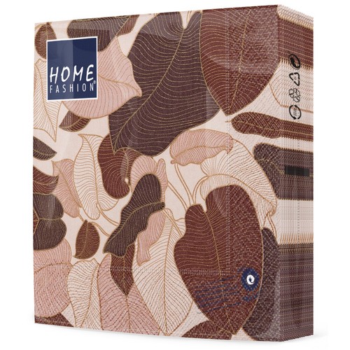 20 Servietten Art Nouveau rosewood - Umrisse von Blättern rose/braun 33x33cm