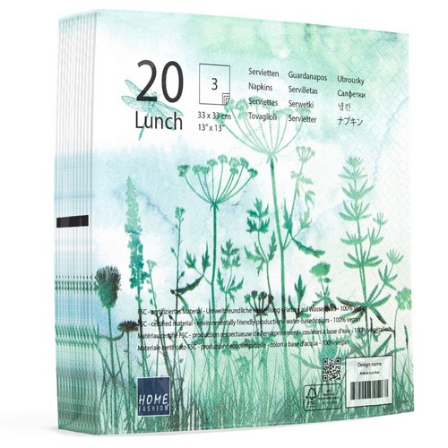 20 Servietten Grasses - Blumenwiese im Nebel 33x33cm