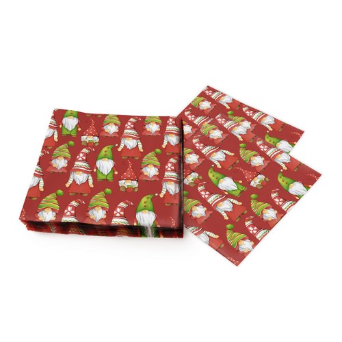 20 Servietten Santa Time repeat - Gnome in einer Reihe 33x33cm