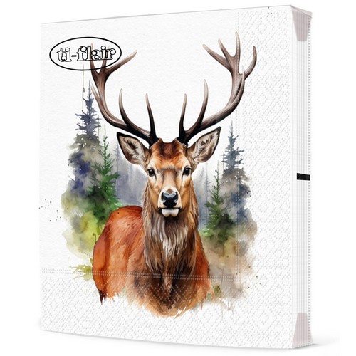20 Servietten Cabeza de Venado - Hirsch vor Wald 33x33cm