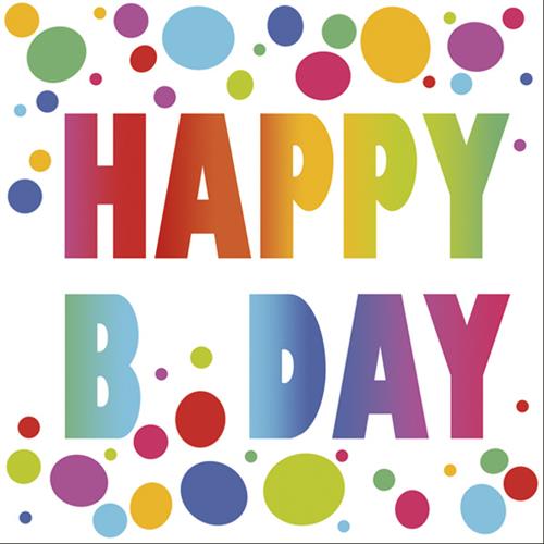 20 Servietten Happy B´Day Dots - Geburtstag mit bunten Punkten 33x33cm