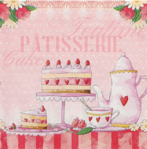 20 Servietten Patisserie - Kaffee und Kuchen liebevoll 33x33cm
