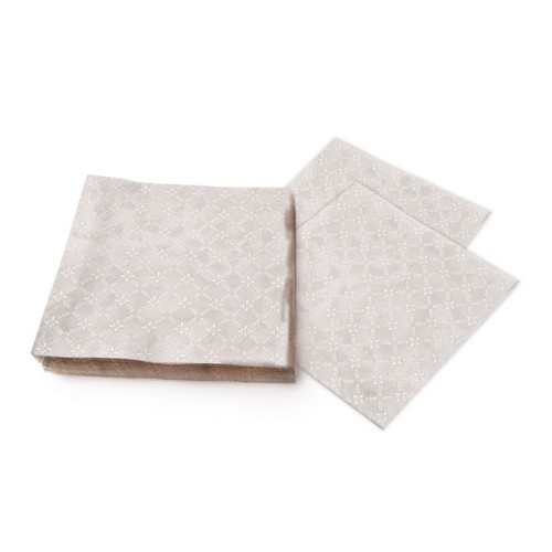 20 Servietten Maria taupe - Florales Gittermuster taupe 33x33cm