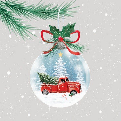 20 Servietten Truck in Bauble - Truck in Weihnachtskugel 33x33cm