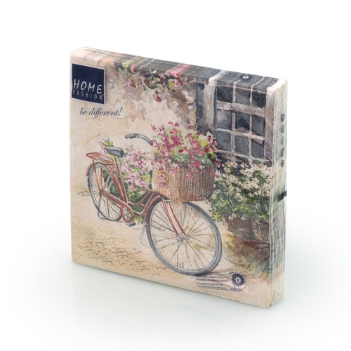 20 Servietten Flowerbike - Blumenfahrrad 33x33cm