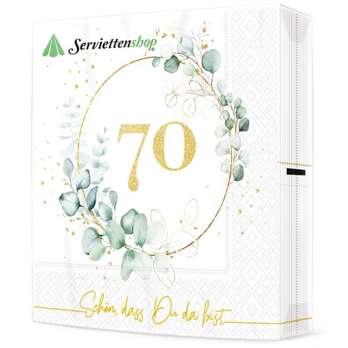 20 Servietten Eucalyptus Golden 70 - Goldene 70 33x33cm