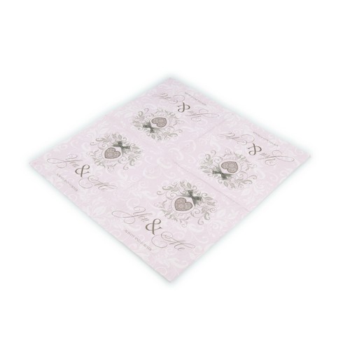 16 Servietten geprägt You and Me rose 33x33cm