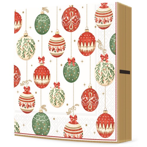20 Servietten Christmas Eve - Anreihende Weihnachtskugeln 33x33cm