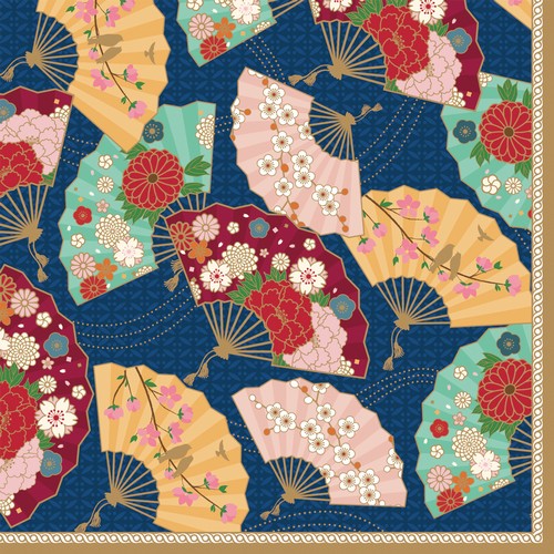 20 Servietten Kyoto - Asiatische Fächer 33x33cm