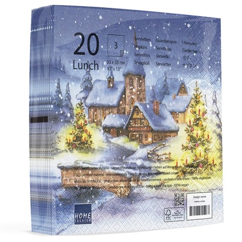 20 Servietten Christmas Village - Weihnachtsdorf im Winter 33x33cm