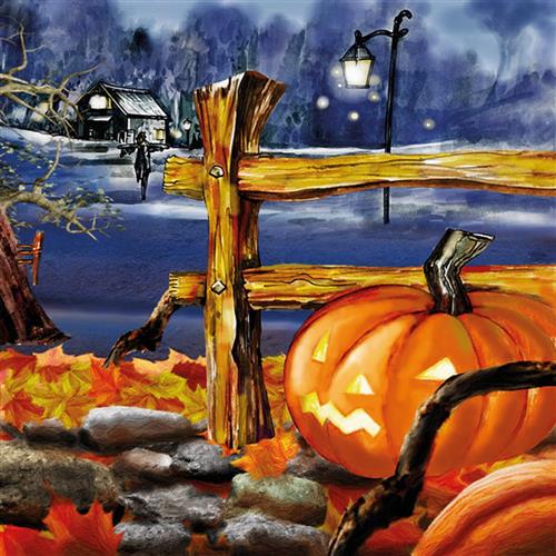 20 Servietten Jack-ó-Lantern - Halloween-Kürbis im Garten 33x33cm