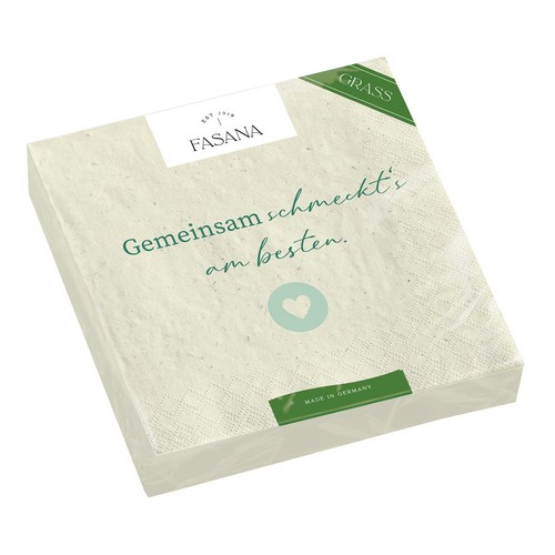 20 Servietten nachhaltig Gras Gemeinsam schmeckts - am besten 33x33cm