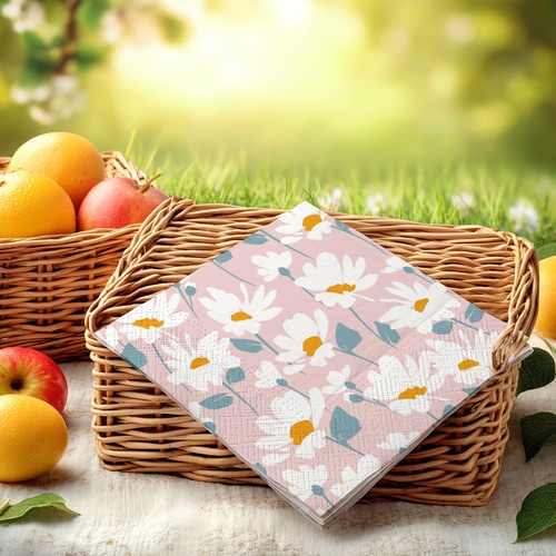 20 kleine Cocktailservietten Daisy bloom - Stilisierte Margeritenblüten 25x25cm